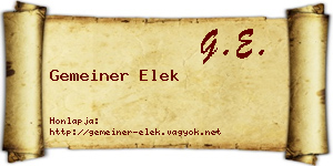 Gemeiner Elek névjegykártya